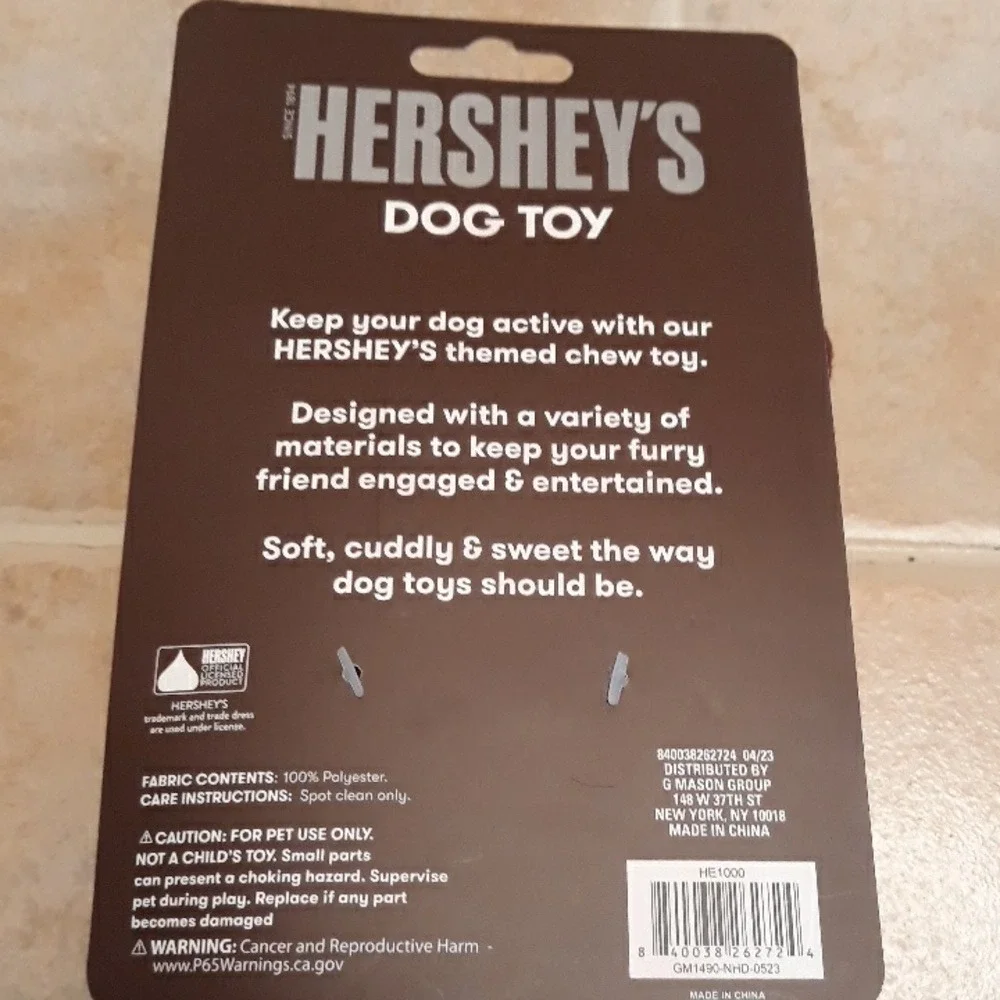 Hershey's Squeaky Dog Toys Bundle 3pc Reese's Kisses‎ Milk Chocolate Plush Rope